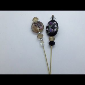 Victorian Style Vintage Bead Hat Pins Set of 2